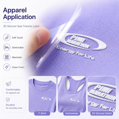 Custom 3D Silicone Heat Transfer Label White Raised Logo for T Shirts Sportswear Apparel Polo Shirts Streetwear OEM ODM Custom Design