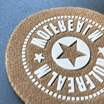 Custom 3D Silicone Logo Patch with Natural Jute Fabric Base for Clothing Brands