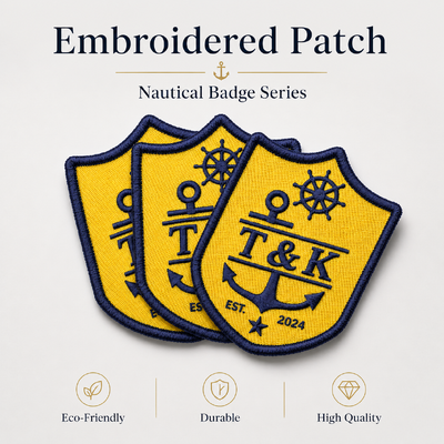 Custom Shield Embroidered Patch met Anker Logo voor Kleding Branding