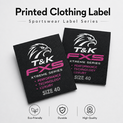Op maat gedrukt kledinglabel met logo voor sportkledingmerk
