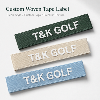 Op maat geweven tape labels voor golfkleding, hoeden, tassen en premium merkidentificatie