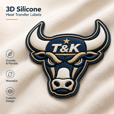 7cm Matt Printing SGS Certified Silicone Heat Transfer Labels voor sportkleding en kleding